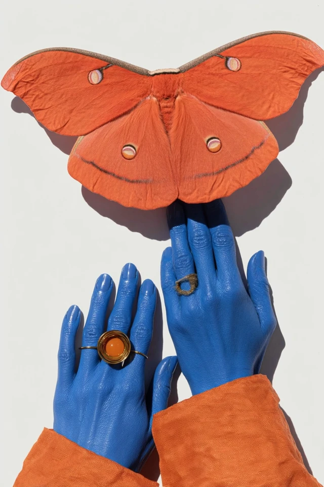 Blue Woman with Moth Art