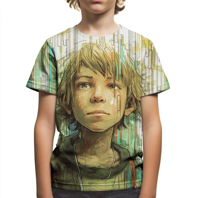 Boy in T-shirt Front View Artistic Portrait