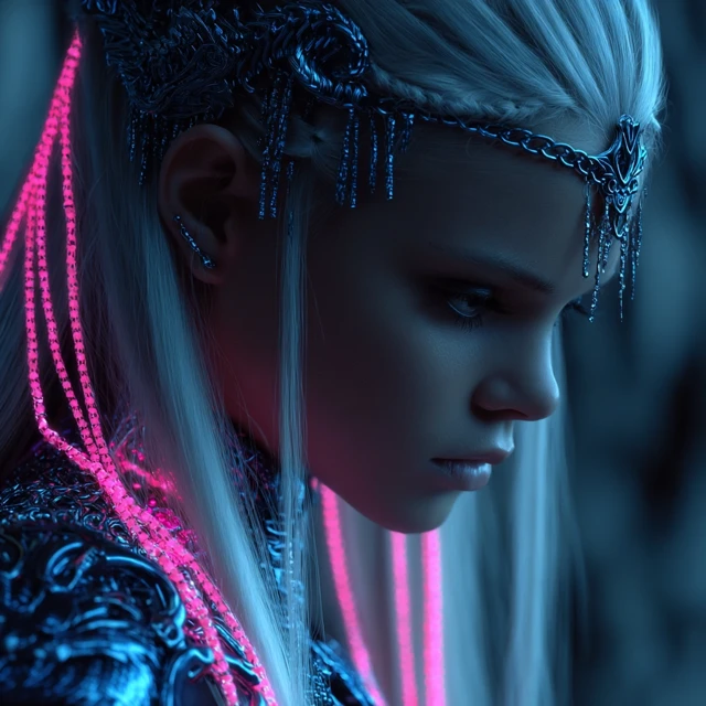 Ethereal Cypherpunk Avatar Neon Lights