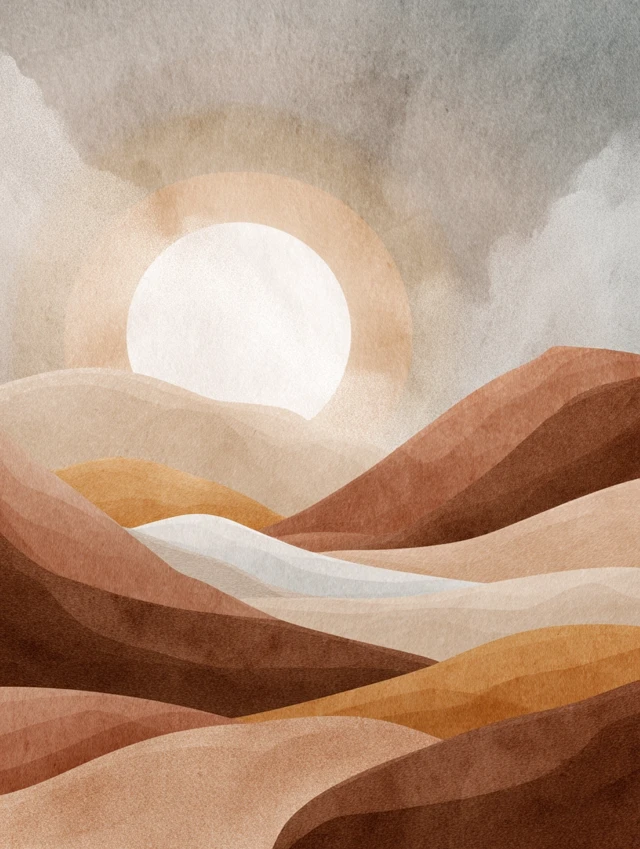 Abstract Desert Landscape Digital Illustration Earth Tones