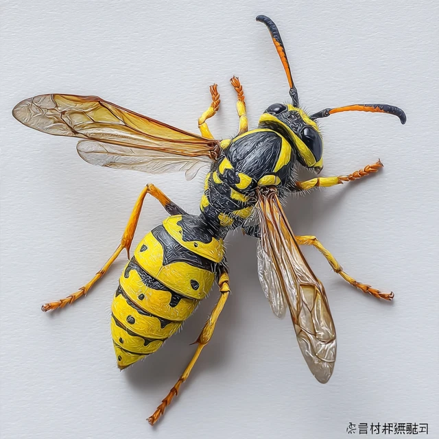 Detailed Wasp Illustration with Transparent Background