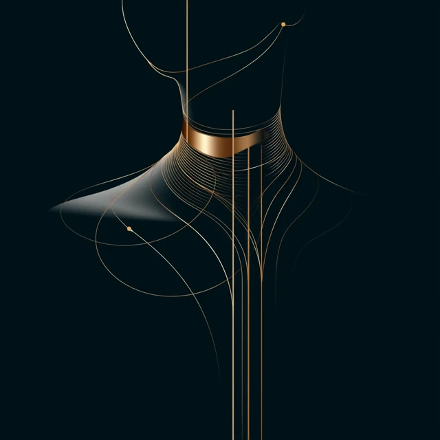 Minimalist Vector Art of a Neck with Metal Shine