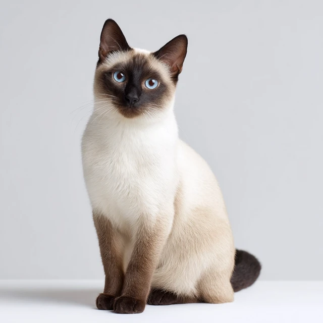 Snowshoe Cat Portrait with Blue Eyes