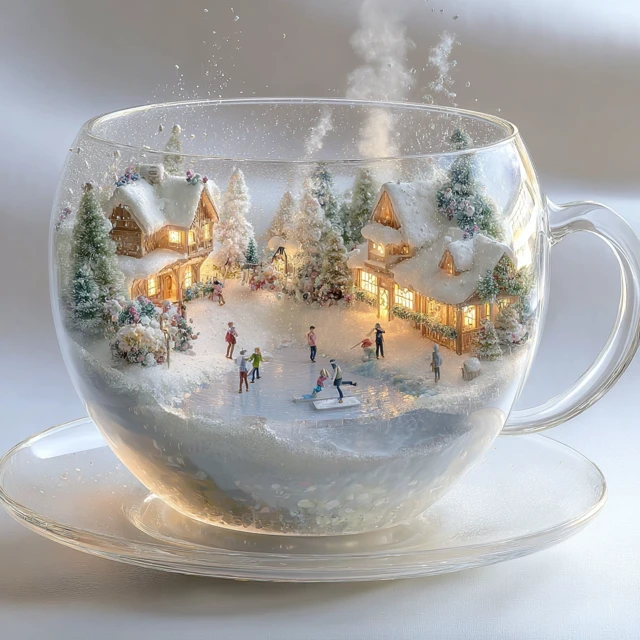 Winter Village in a Cup: Cozy Snow Globe Scene