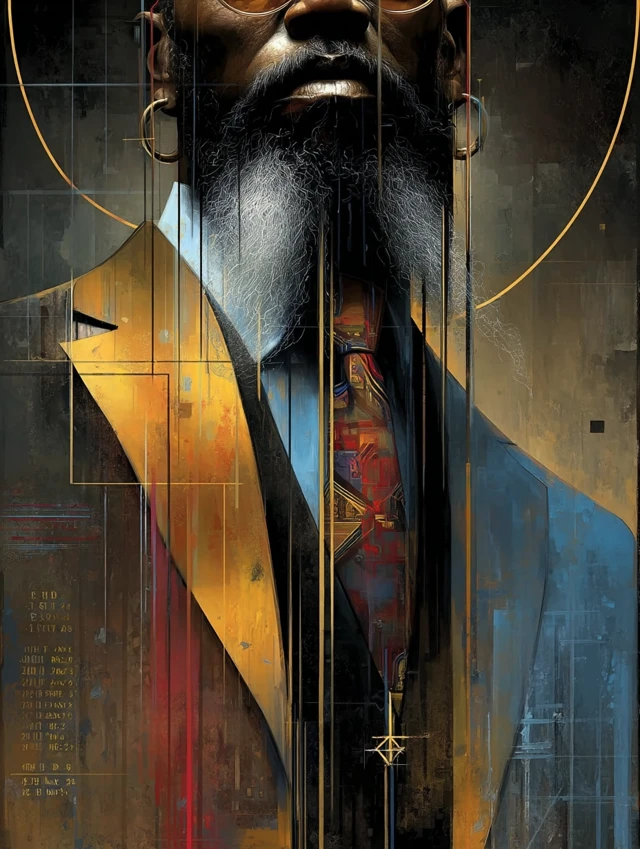 Fathers Day Art: Black Man with Beard and Tie