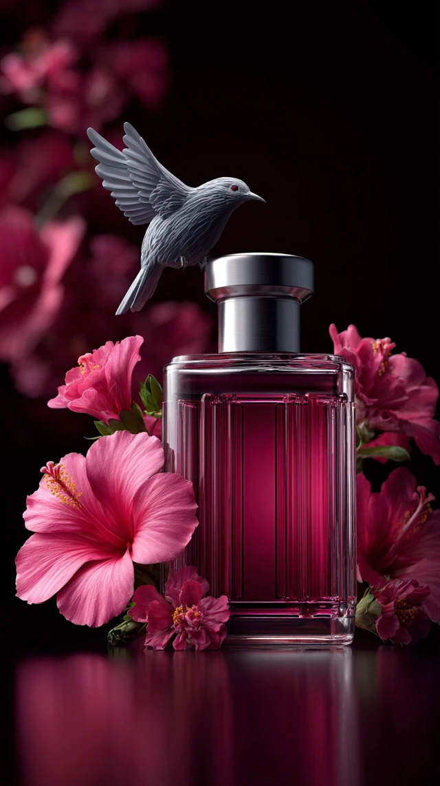Luxury Perfume Bird and Hibiscus Flowers