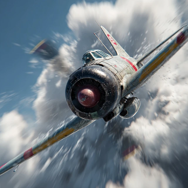 Zero Fighter Kamikaze Aircraft in the Sky
