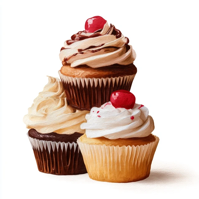 Delicious Cupcake Illustration with Cherries