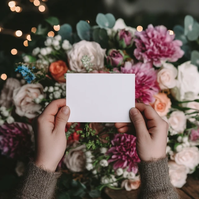Flower Bouquet With Blank Card Perfect Gift