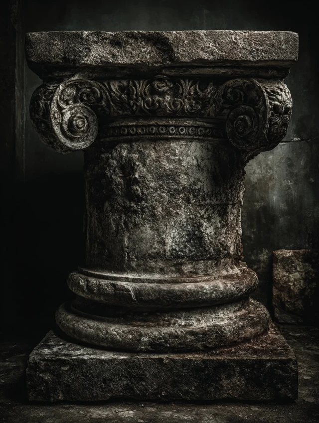 Greek Pedestal on Black Background Studio Lighting