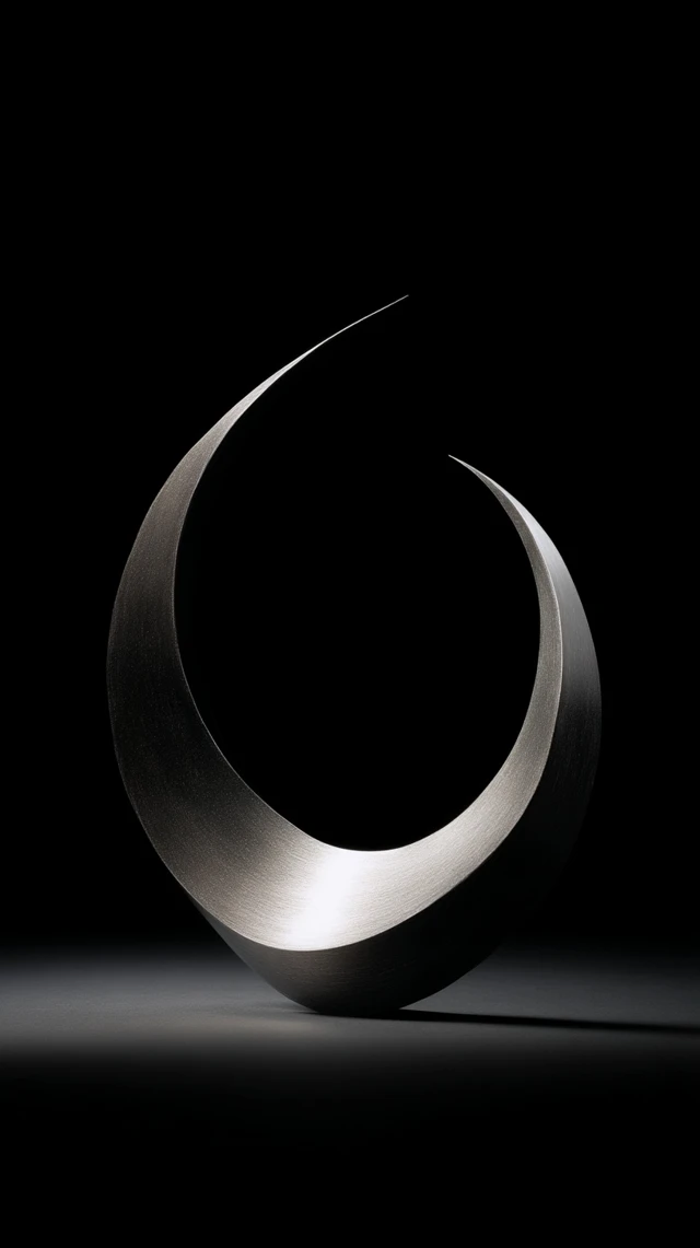 Minimalist Metallic Crescent Sculpture Abstract Design