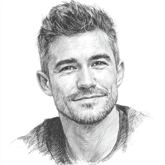 Realistic Black and White Portrait Sketch of a Man