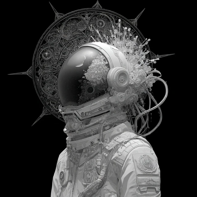 Monochromatic Astronaut Moon Exploring Space