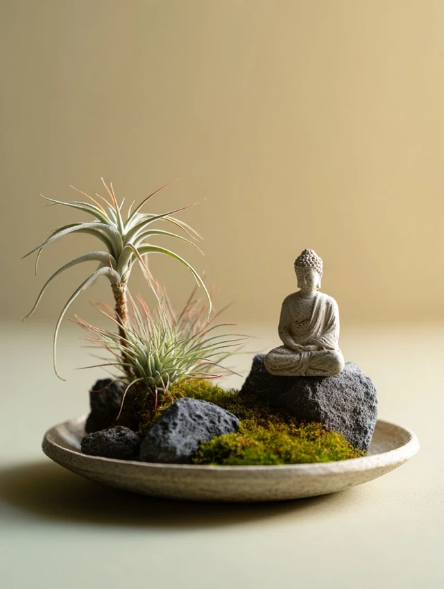 Zen Diorama Miniature Buddha Air Plant
