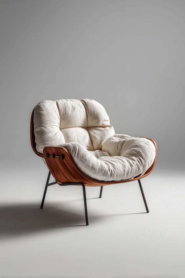 Modern Lounge Chair Design Wooden Frame Fabric