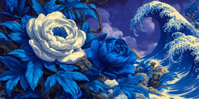 Blue Floral Painting Inspired by a DMT Trip
