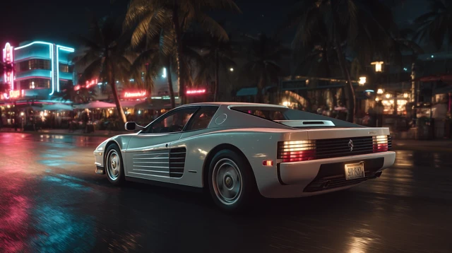80s Ferrari Testarossa Miami Night