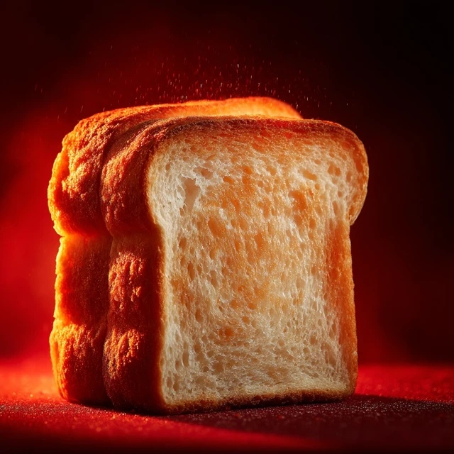 Delicious Toast Slice with Dramatic Red Lighting