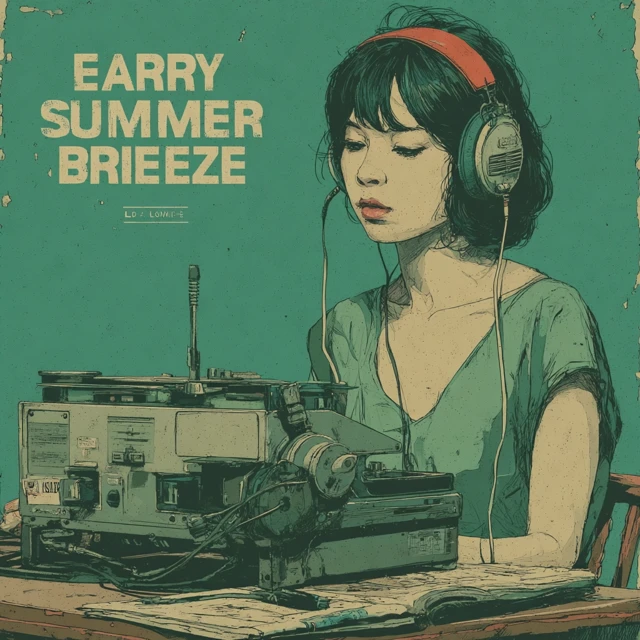 Woman Listening to Music LoFi Summer Breeze Art