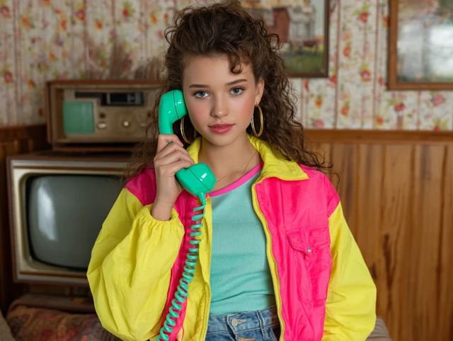 80s Retro Fashion Young Woman Vintage Photo