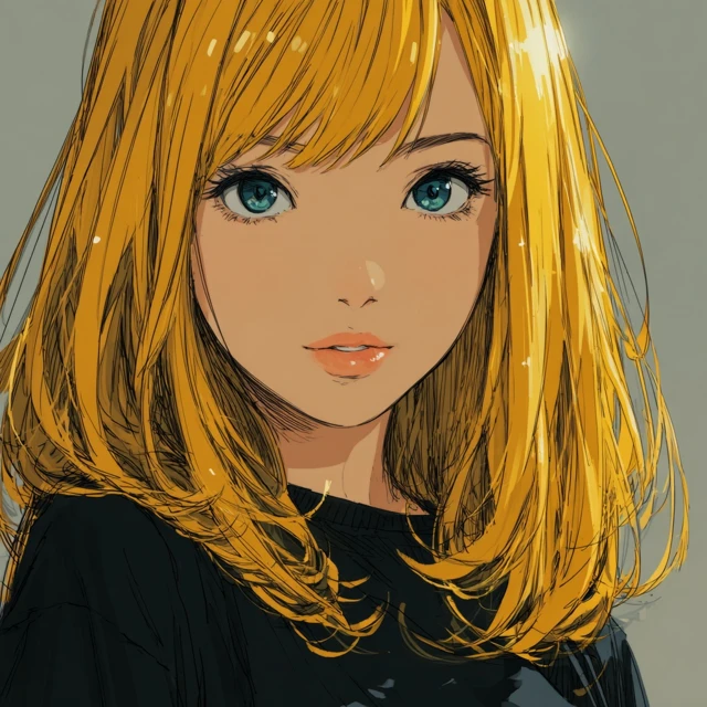 Anime Girl with Yellow Hair Illustration