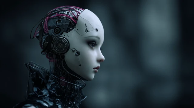 Female Robot Portrait Gottfried Helnwein Style