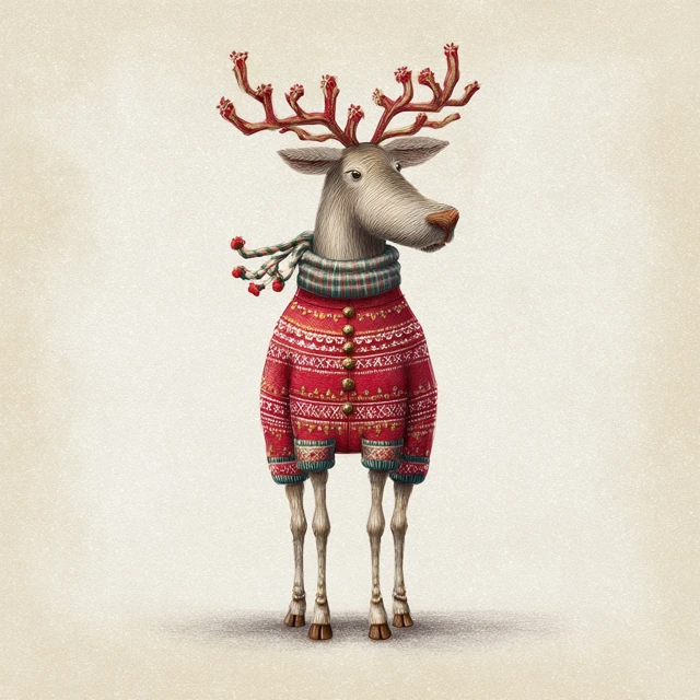 Christmas Reindeer Nordic Illustration Lowell Herrero