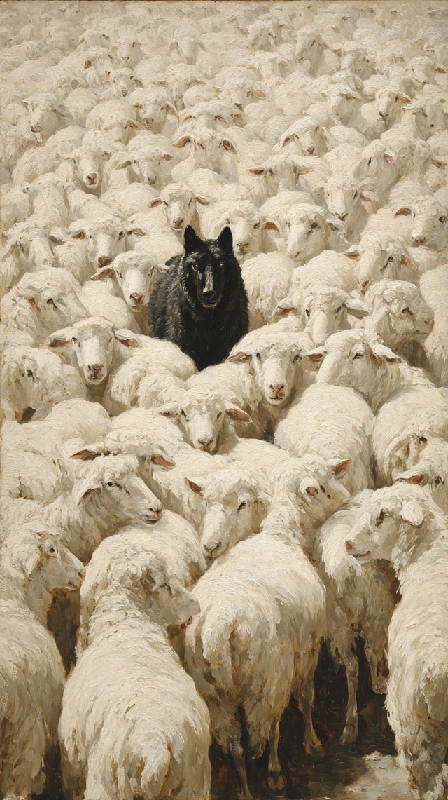Sheep Herd with a Wolf Painting