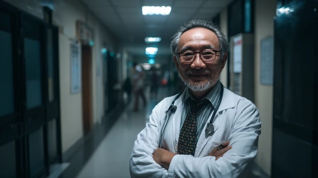 Asian Doctor in Hospital Portrait Professional and Knowledgeable