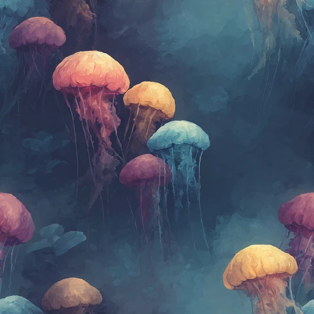 Neon Jellyfish Seamless Pattern Artgerm Style