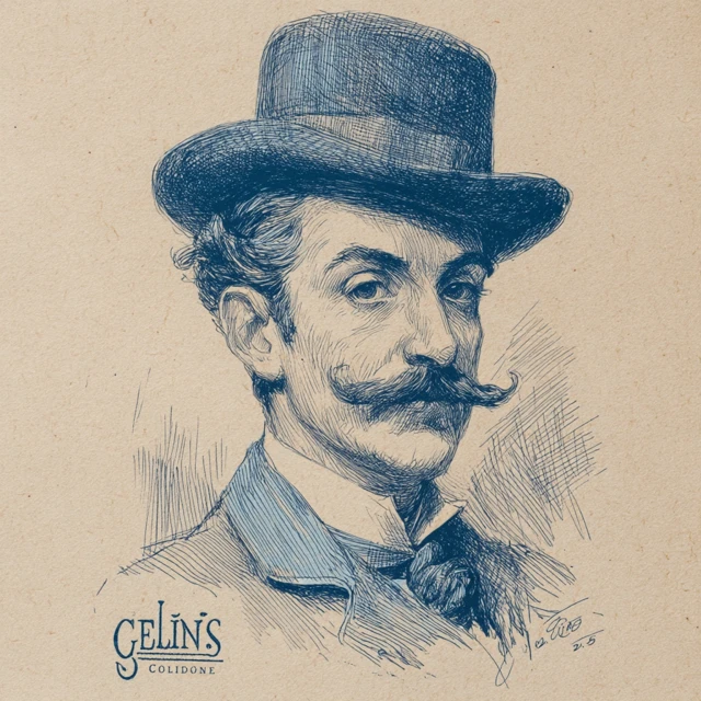 Vintage French Detective Portrait Illustration