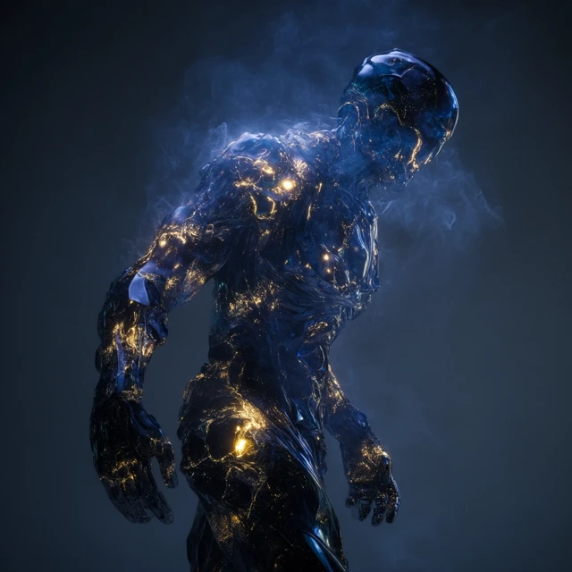 Ominous Glass Statue in Combat Stance