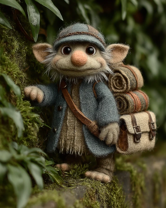 Felt Goblin Thief with Loot Backpack