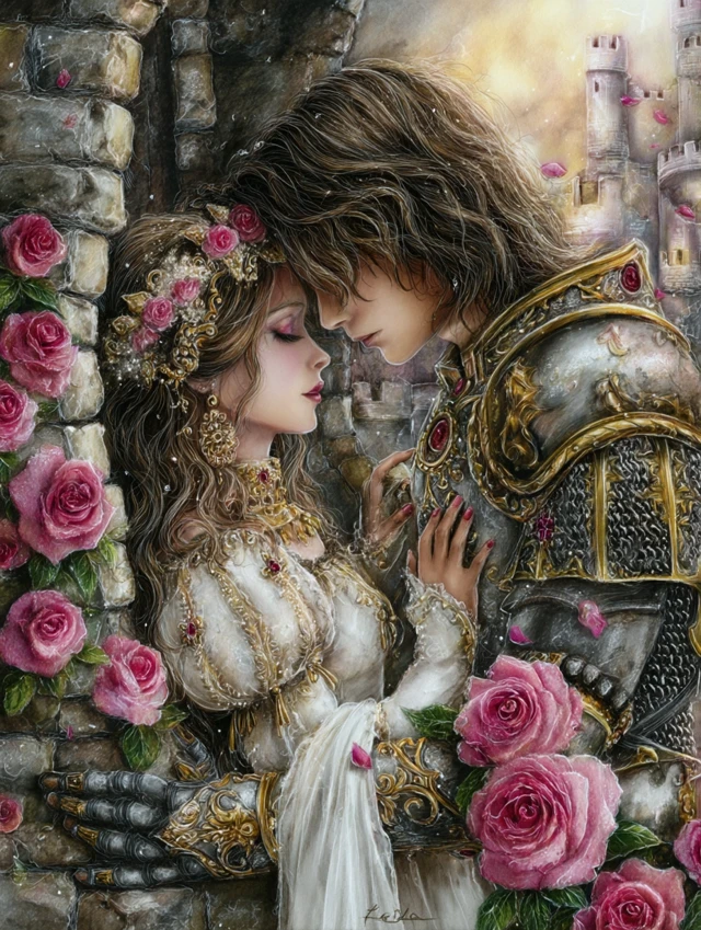 Knight and Lady in Ruins Fantasy Illustration