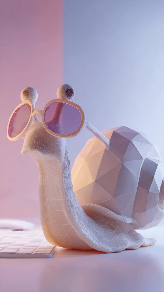 Low Poly Snail with Glasses 3D Render