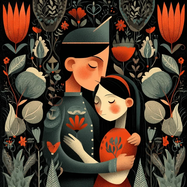 Strong Love Illustration Embrace Hug Couple