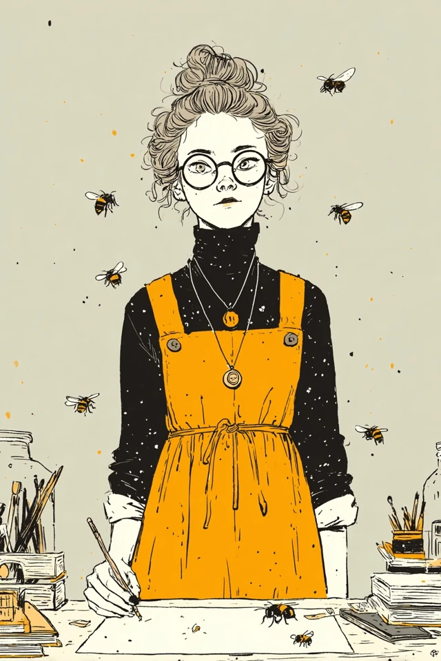 Architecture Student Drawing Bees Illustration
