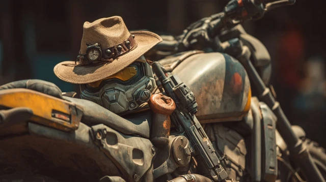 Cyberpunk Cowboy Master Chief Motorcycle