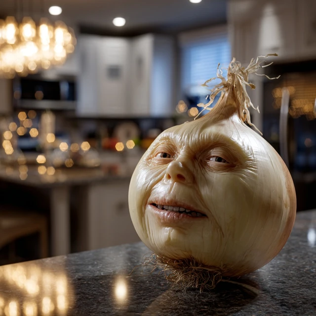 Realistic Onion with Human Face Surreal Art