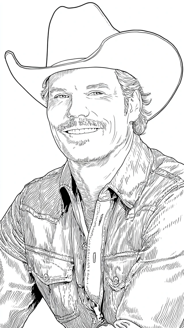 Alan Jackson Coloring Page Country Music Singer