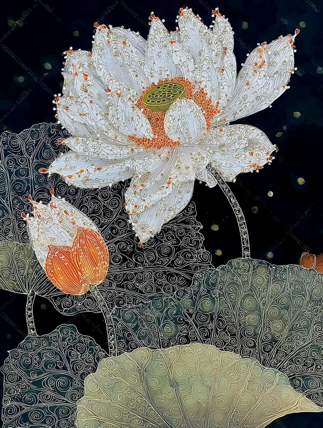 White Lotus Chinese Painting