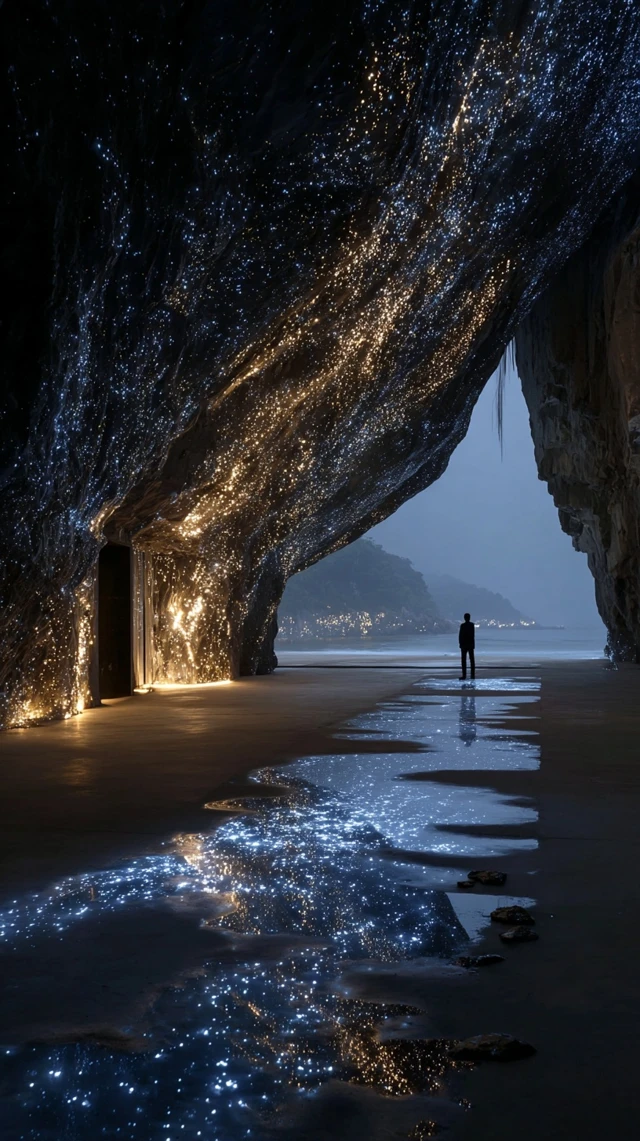 Mysterious Cave AI Glow
