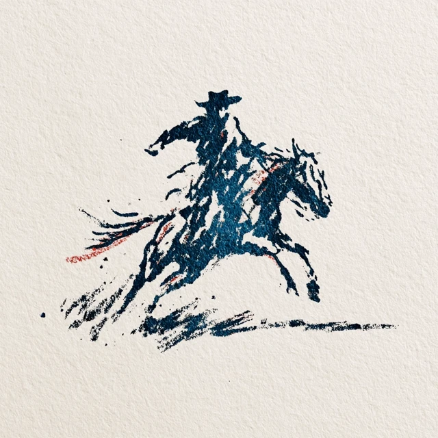 Vintage Cowboy Riding Bucking Horse