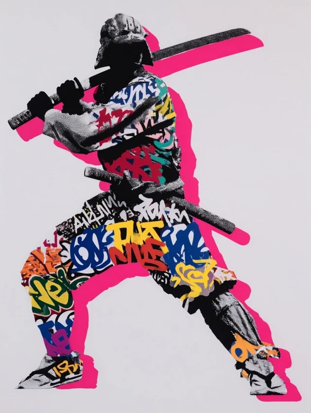 Samurai Warrior Graffiti Art Urban Culture
