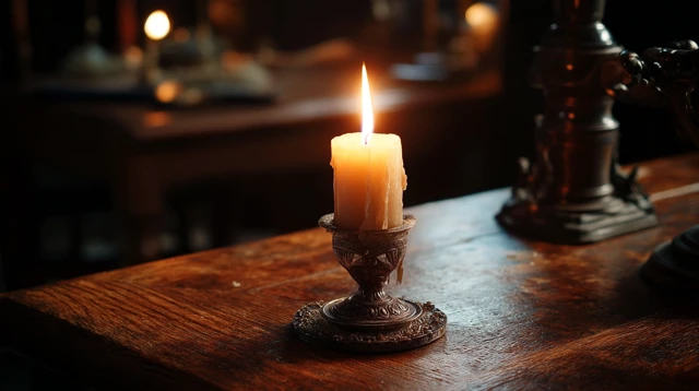 Candlelight in a Dark Room Symbolic and Meditative