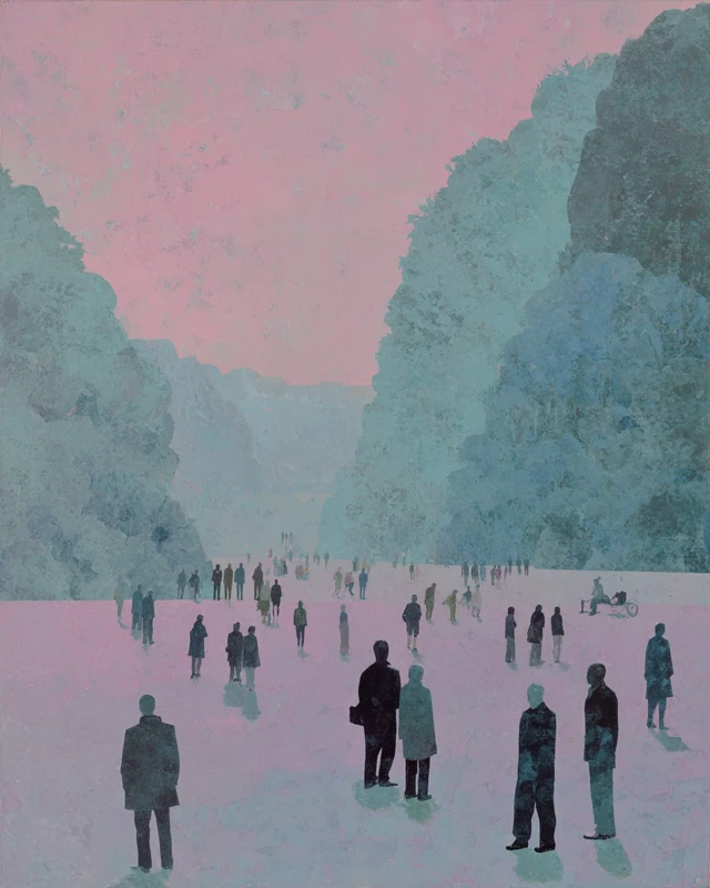 Mystical Landscape Reflecting Figures