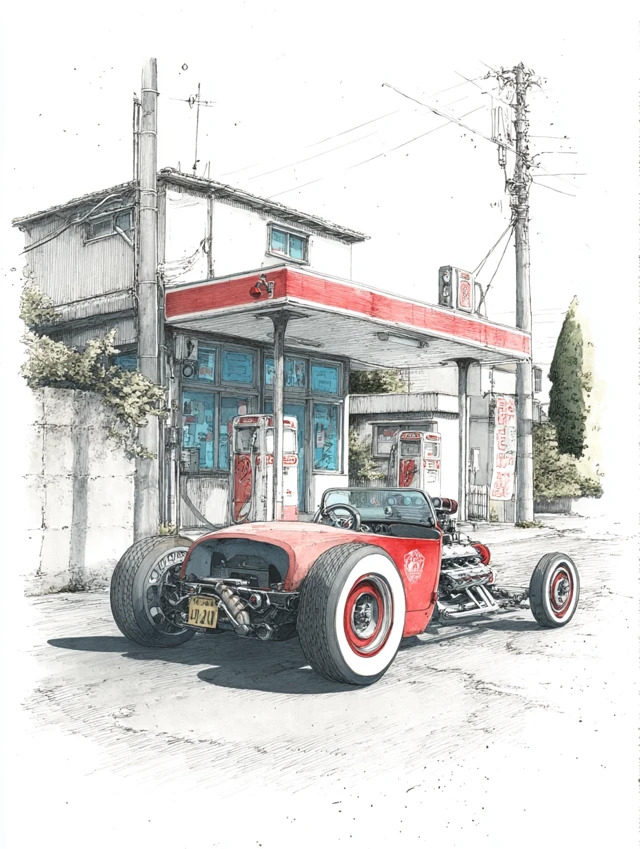 Electric Hot Rod Illustration by Katsuhiro Otomo Style