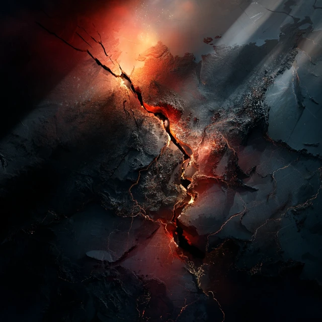 Russia Topographic Map with Glowing Magma Fissure