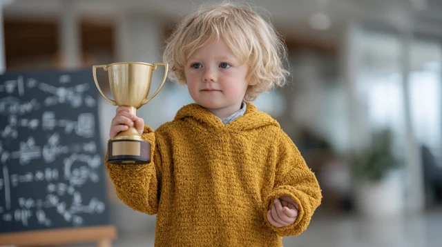 Gifted Toddler Wins Trophy Early Genius Concept