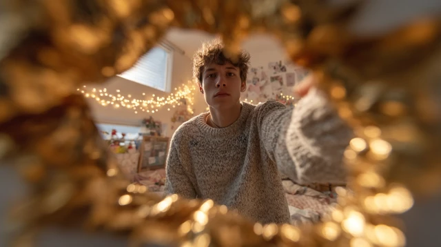Christmas Dorm Room Scene Inside Scratch Card